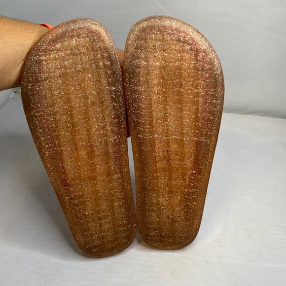 Kate Spade NY W7 Splash Glitter Jelly Slides Pink Sparkly Flower Sandals, - Picture 2 of 6